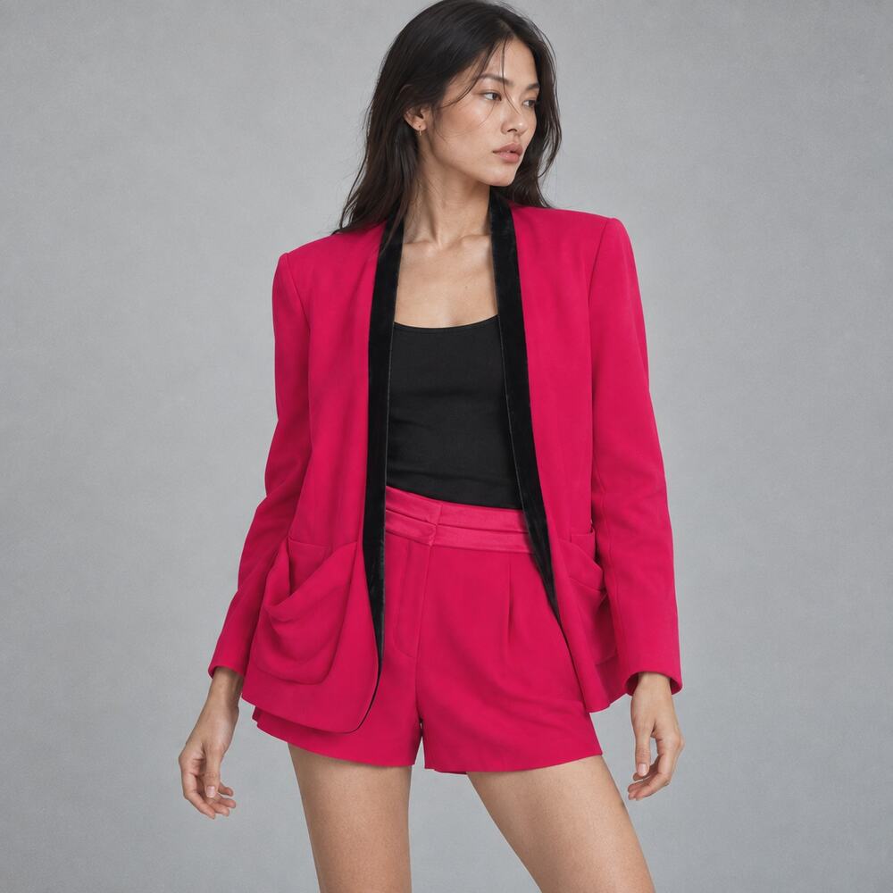The Kooples Fuchsia Matching 2PC Set Womens EU36/US4 Open Blazer & Mini Shorts